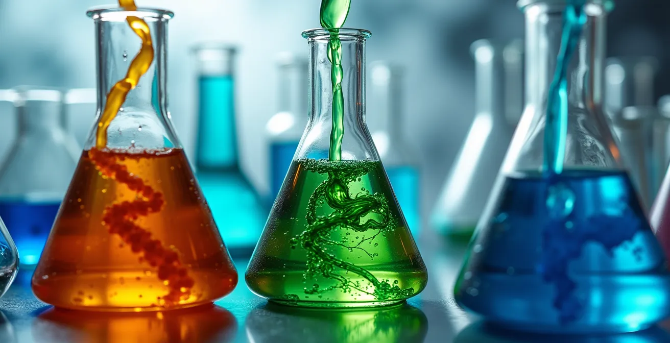 Abstract visualization of liver enzyme metabolic pathways