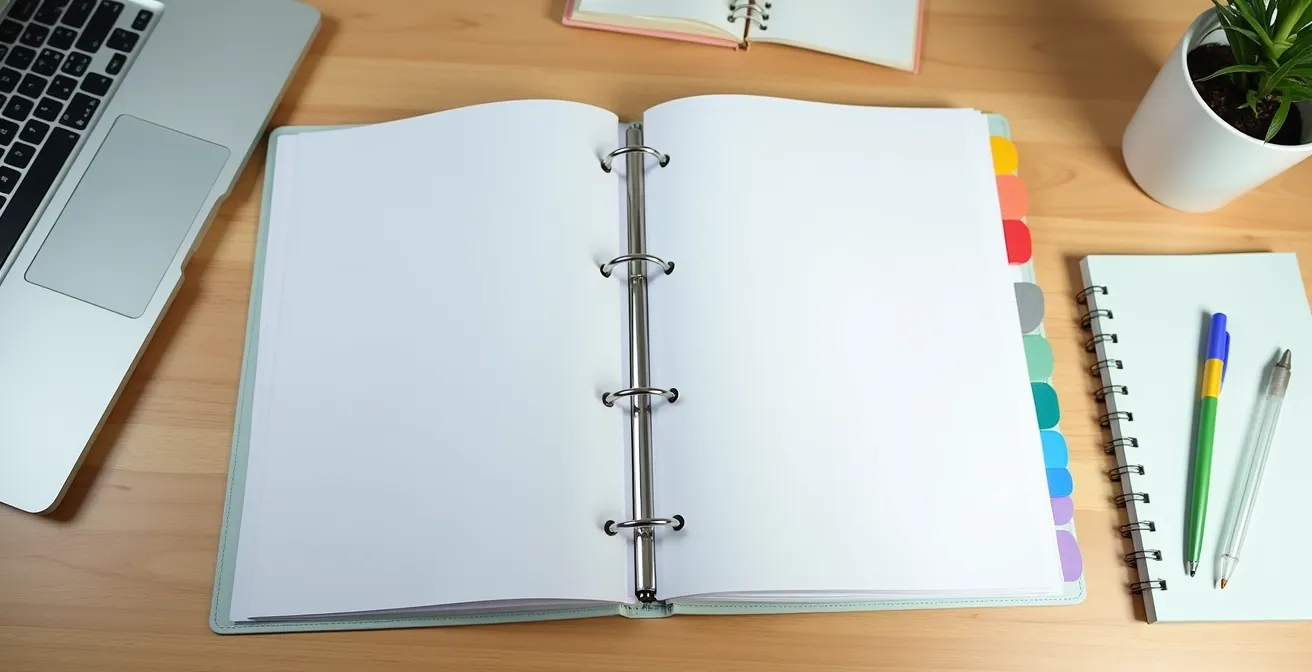 Organized financial binder with color-coded sections and secure document storage