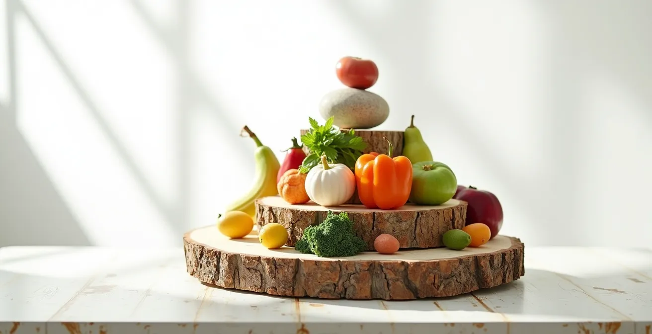 Visual pyramid showing hierarchy of food certification labels from natural to regenerative organic