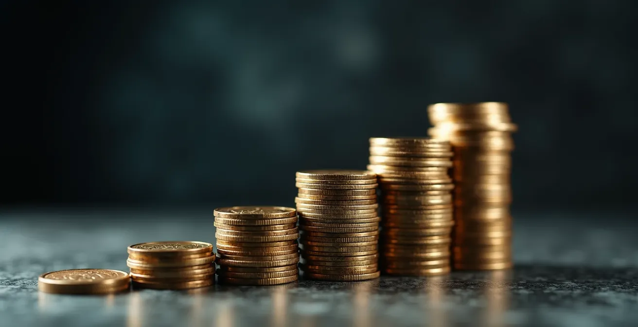 Abstract representation of growing debt burden through compound interest effect