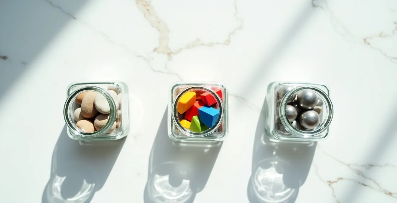 Visual representation of asset location strategy with different investment types in various account containers