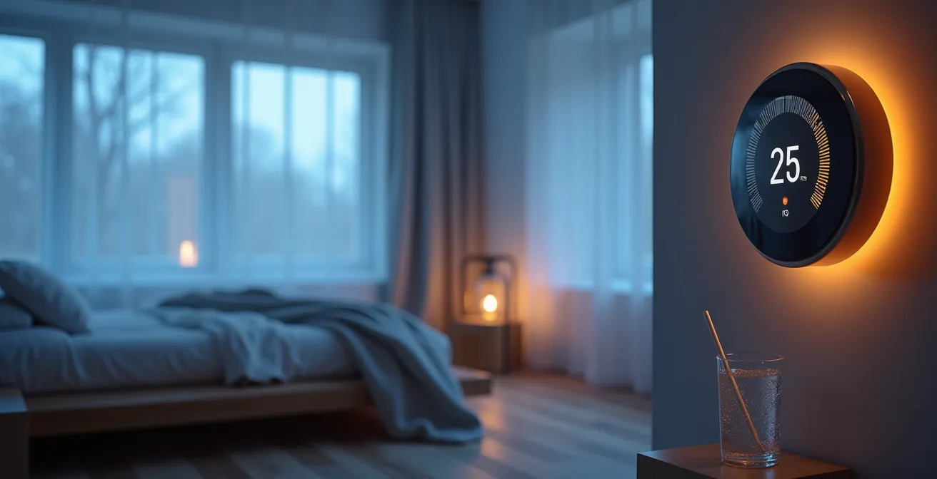 Visualization of optimal temperature curve throughout the night for REM sleep enhancement